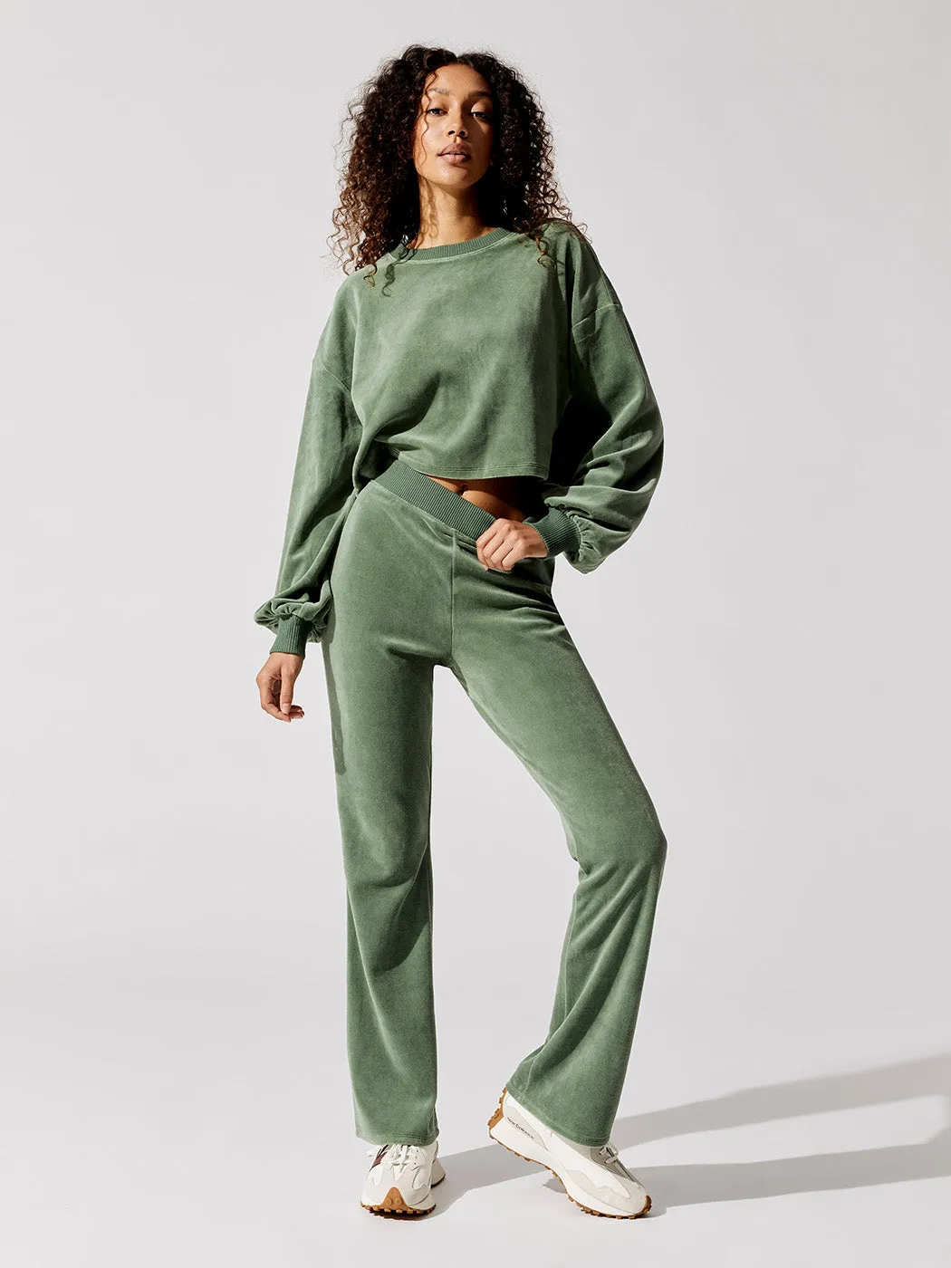 Velour Flare Pants - Evergreen sold by Carbon38 product image thumbnail 2