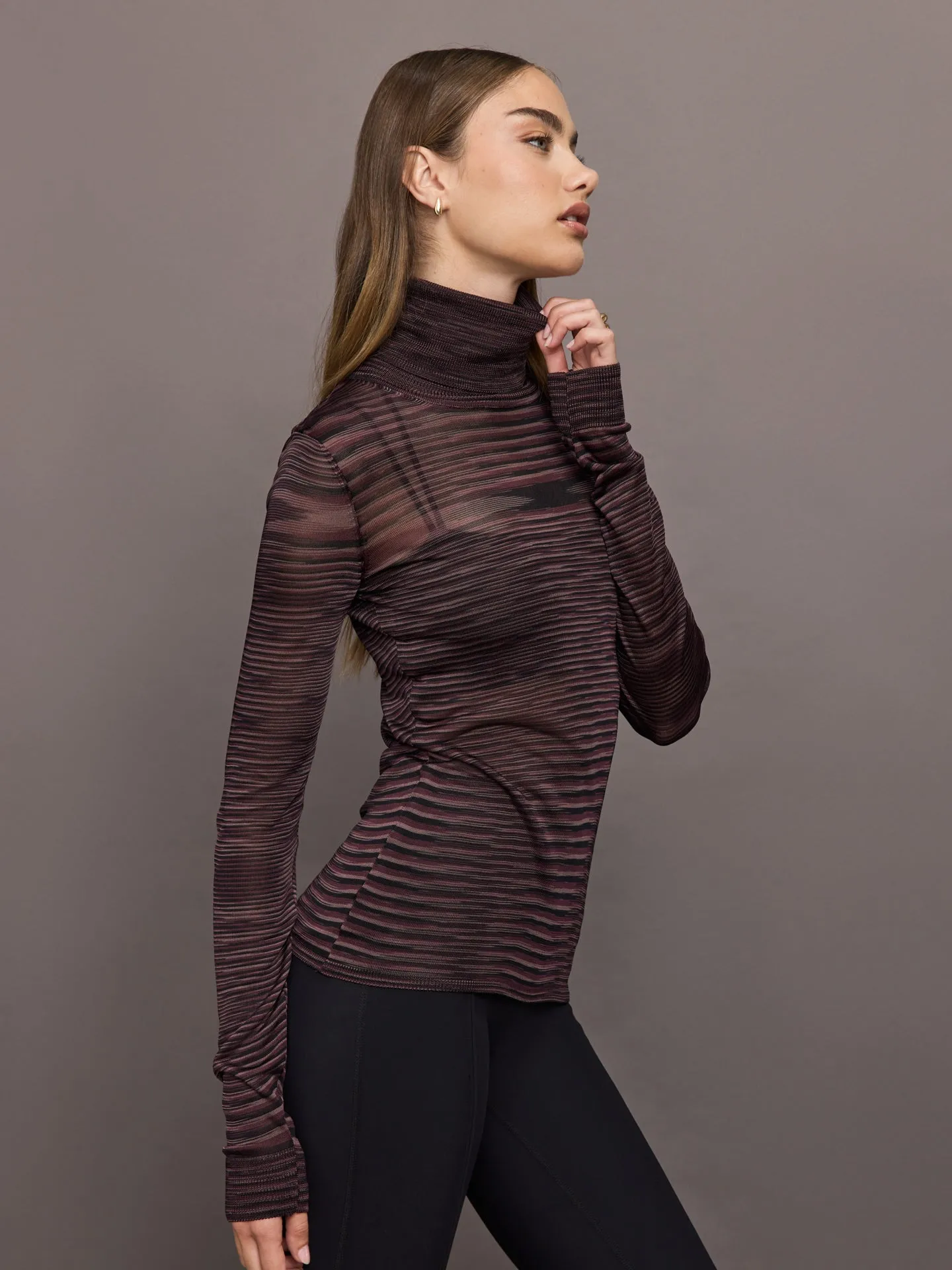 Roll Neck Sweater - Purple and Brown Space Dyed sold by Carbon38 product image thumbnail 2