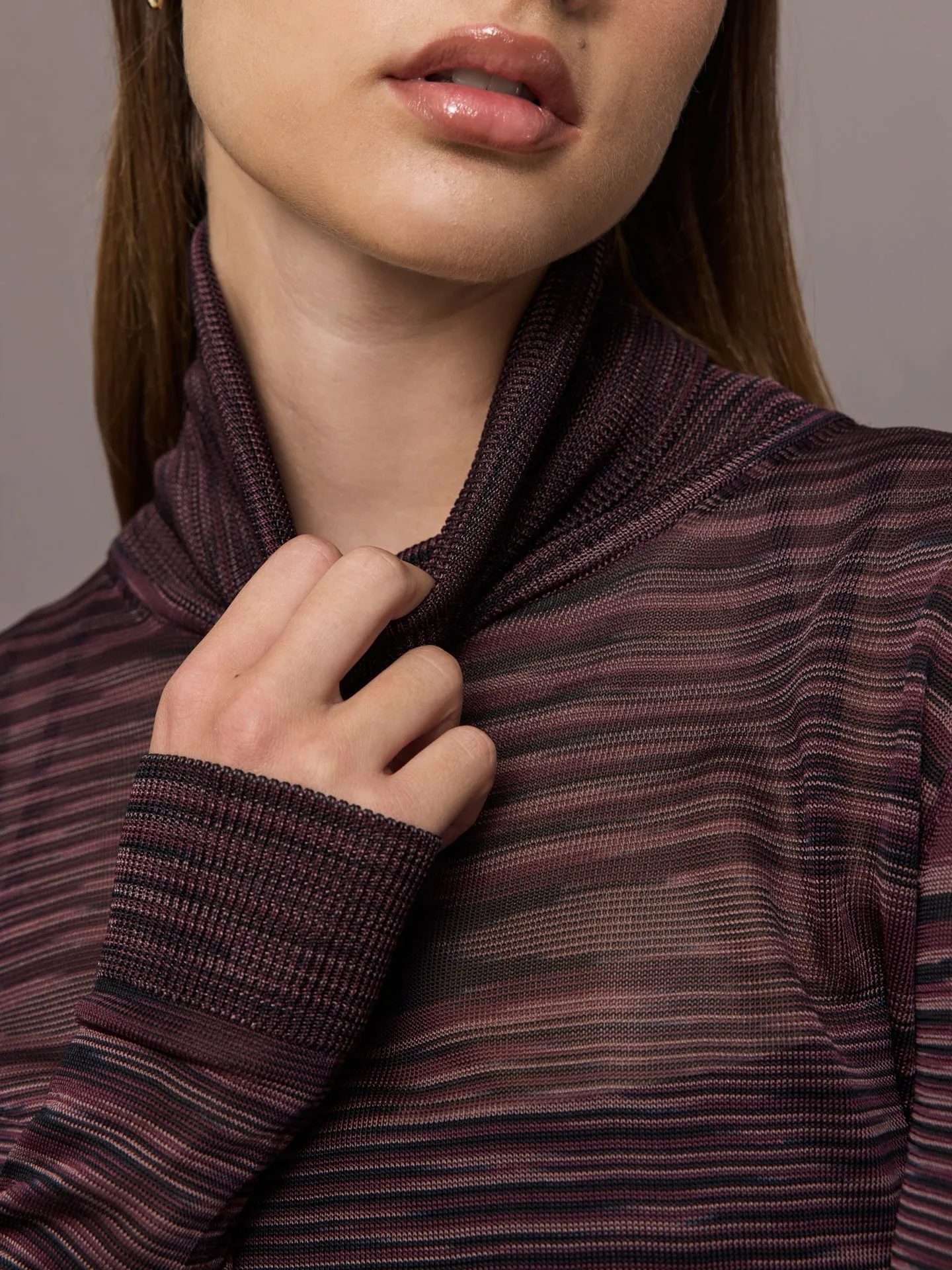 Roll Neck Sweater - Purple and Brown Space Dyed sold by Carbon38 product image thumbnail 3