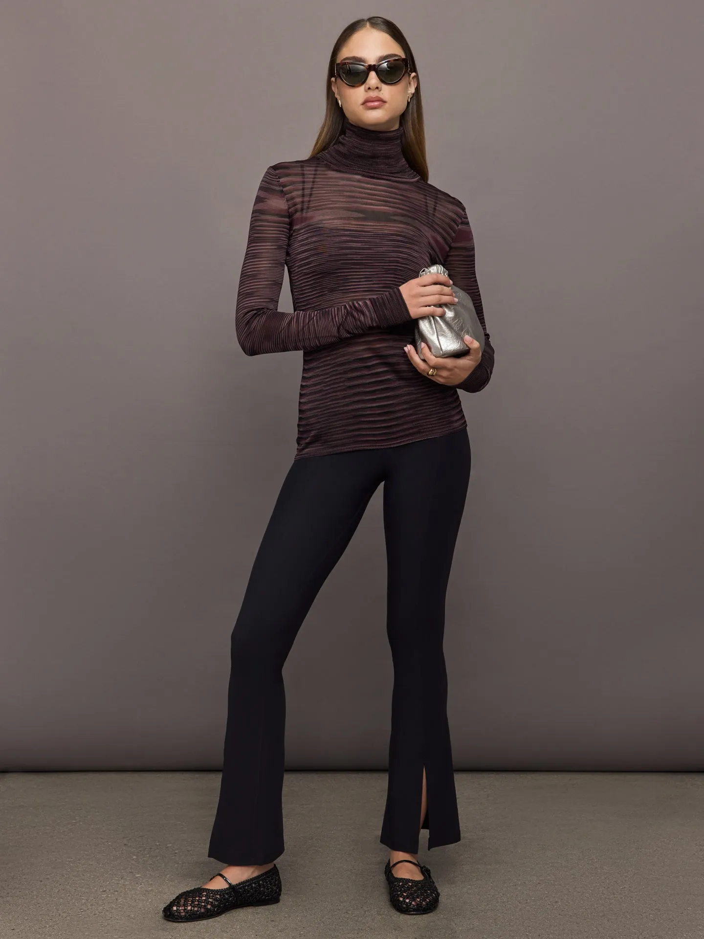 Roll Neck Sweater - Purple and Brown Space Dyed sold by Carbon38 product image thumbnail 4