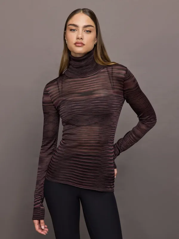 Roll Neck Sweater - Purple and Brown Space Dyed sold by Carbon38