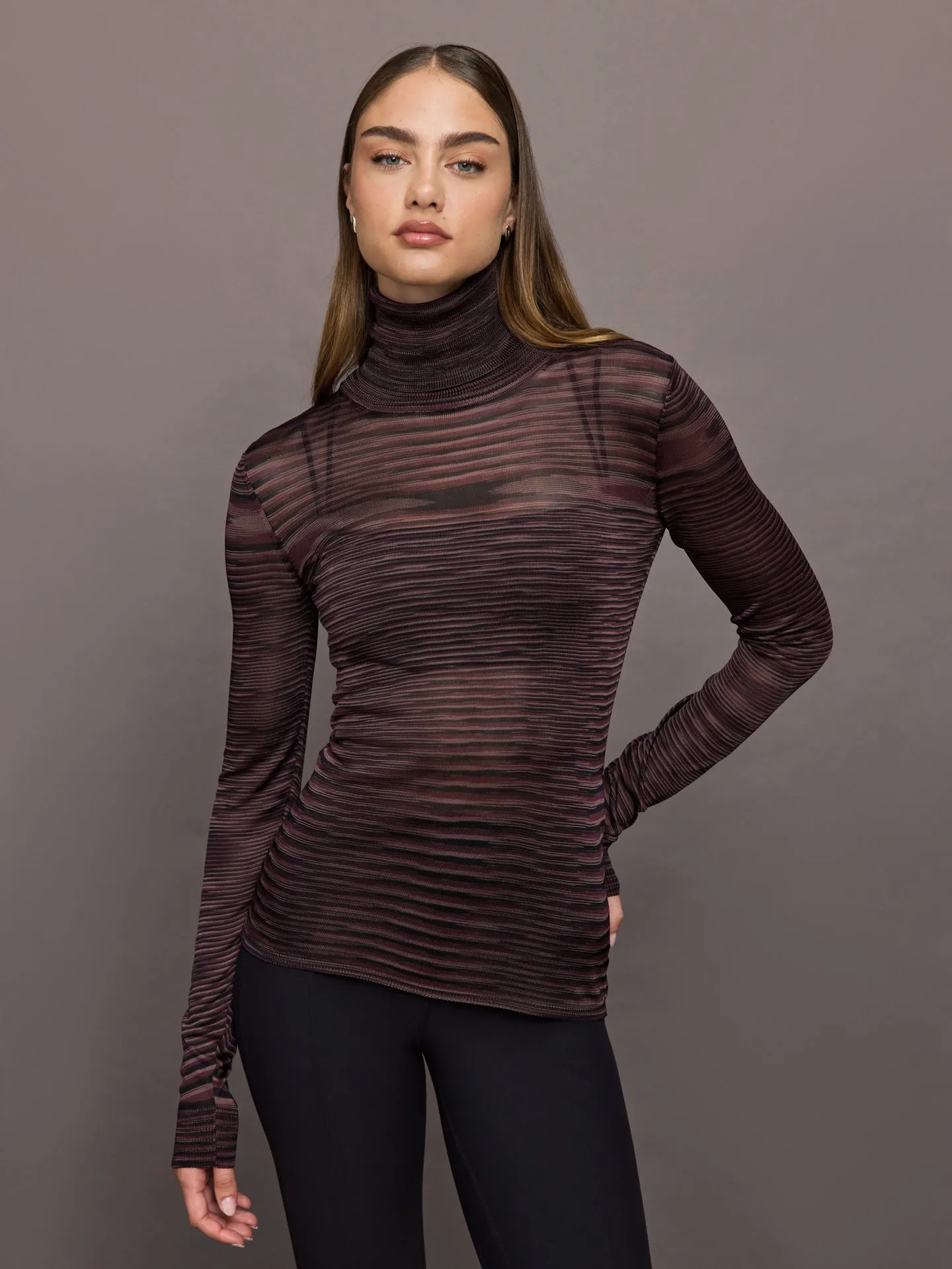 Roll Neck Sweater - Purple and Brown Space Dyed sold by Carbon38