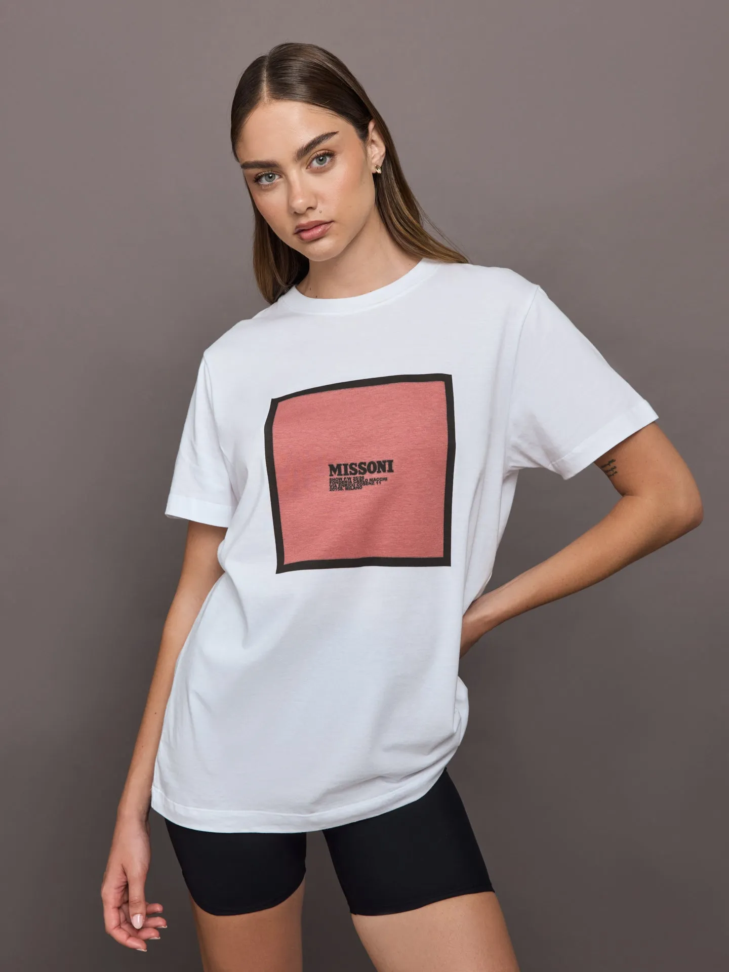 Missoni Short Sleeve t-shirt - Brilliant White/Pink sold by Carbon38