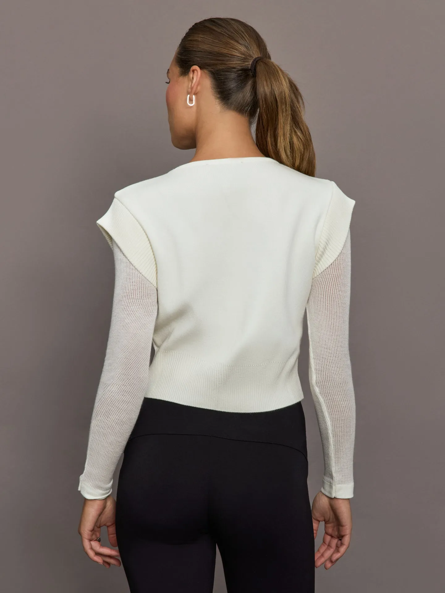 Nomia Sheer Sleeve Crew Neck Sweater - White sold by Carbon38 product image thumbnail 5