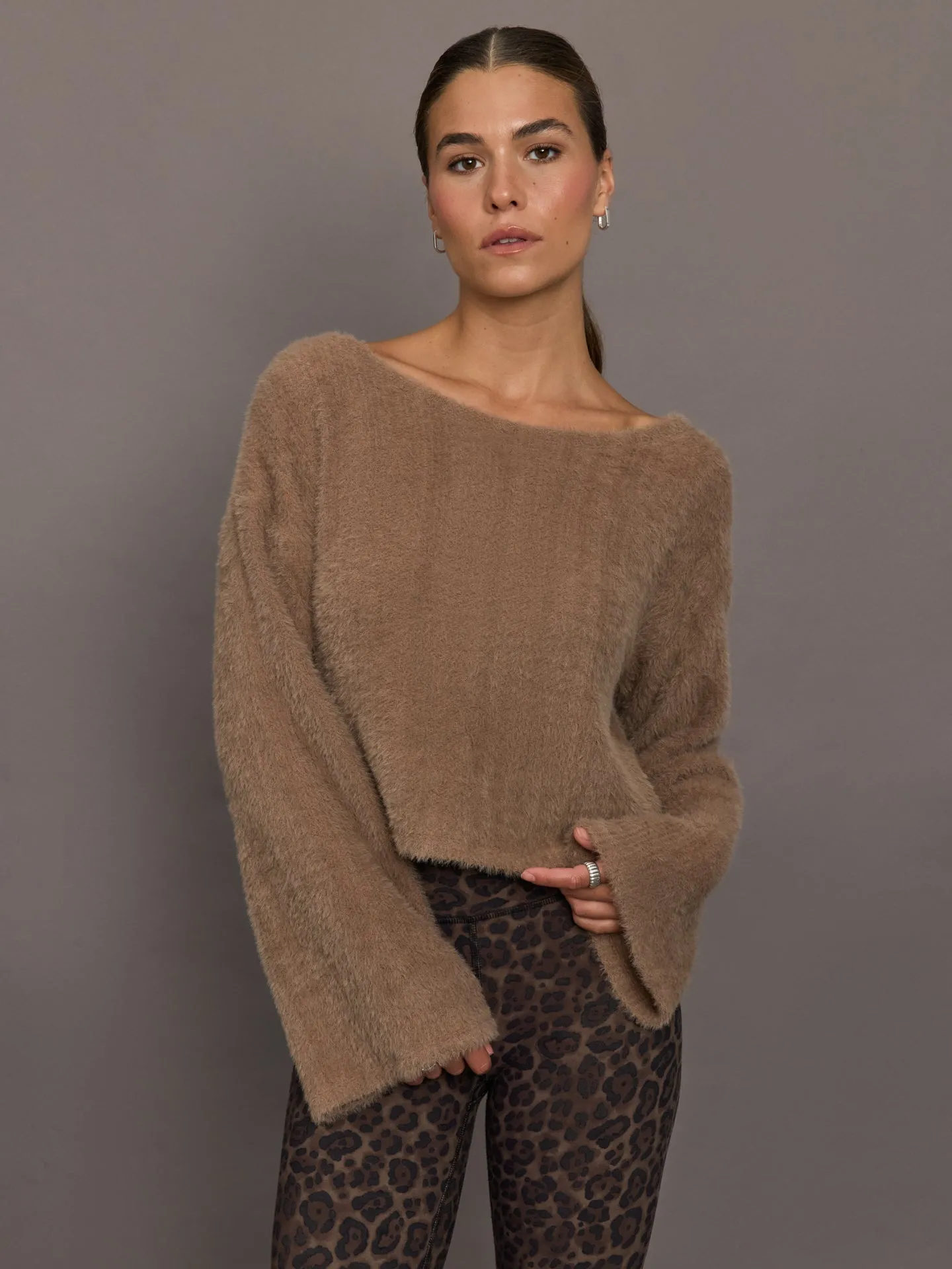 Carme Plush Lace Bell Sleeve Top - Cappuccino sold by Carbon38