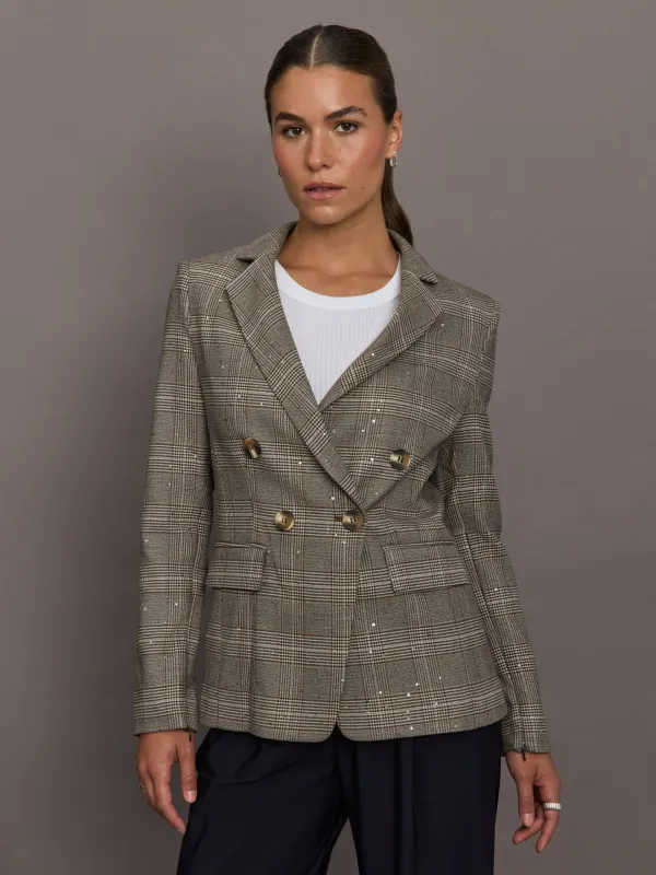 Eudora Split Sleeve Sequined POW Jacket - Koffee Bean made by Carbon38