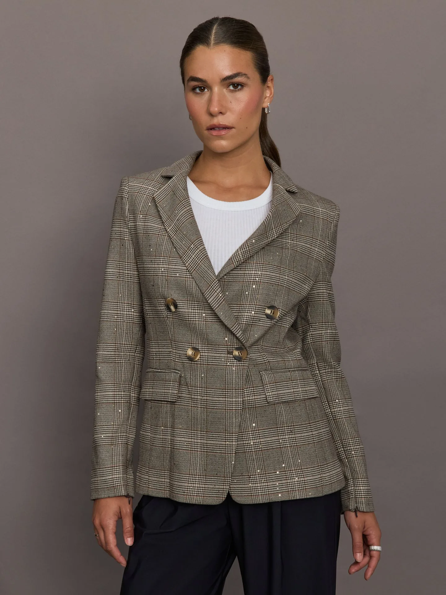 Eudora Split Sleeve Sequined POW Jacket - Koffee Bean sold by Carbon38