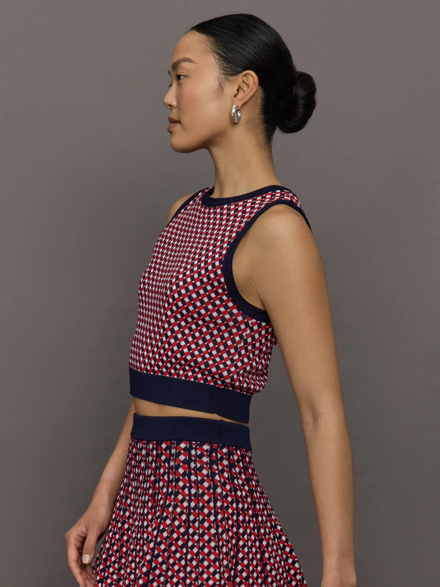 Cher Crochet Jacquard Tank - Dark Blue Multi sold by Carbon38 product image thumbnail 3