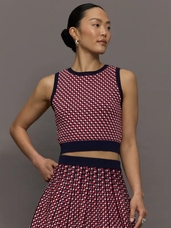 Cher Crochet Jacquard Tank - Dark Blue Multi sold by Carbon38