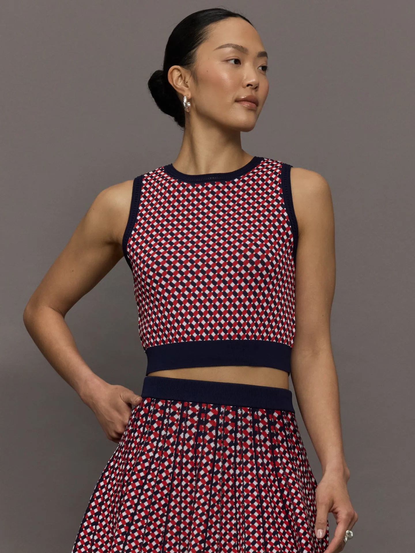 Cher Crochet Jacquard Tank - Dark Blue Multi sold by Carbon38