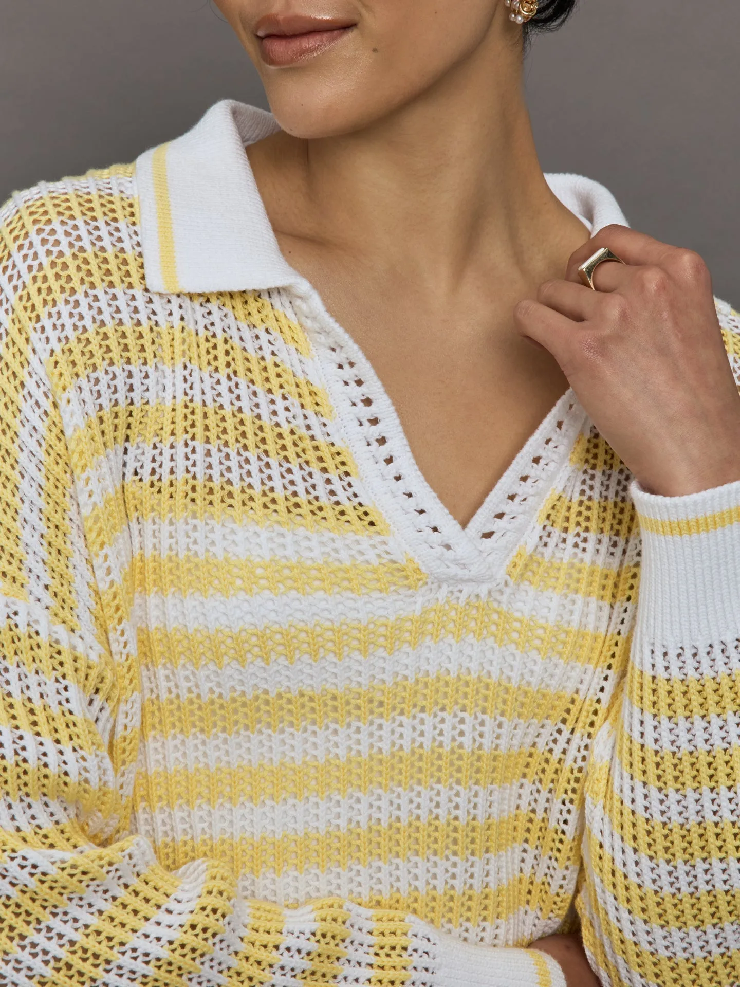 Kimberly Striped Tipping Pullover - Bleach White Multi sold by Carbon38 product image thumbnail 5