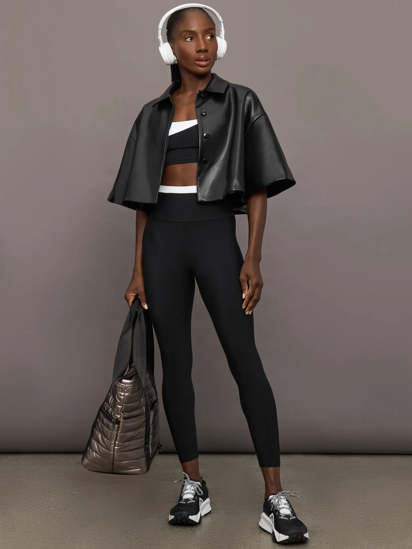 Adi Faux Leather Cropped Jacket - Black sold by Carbon38 product image thumbnail 2