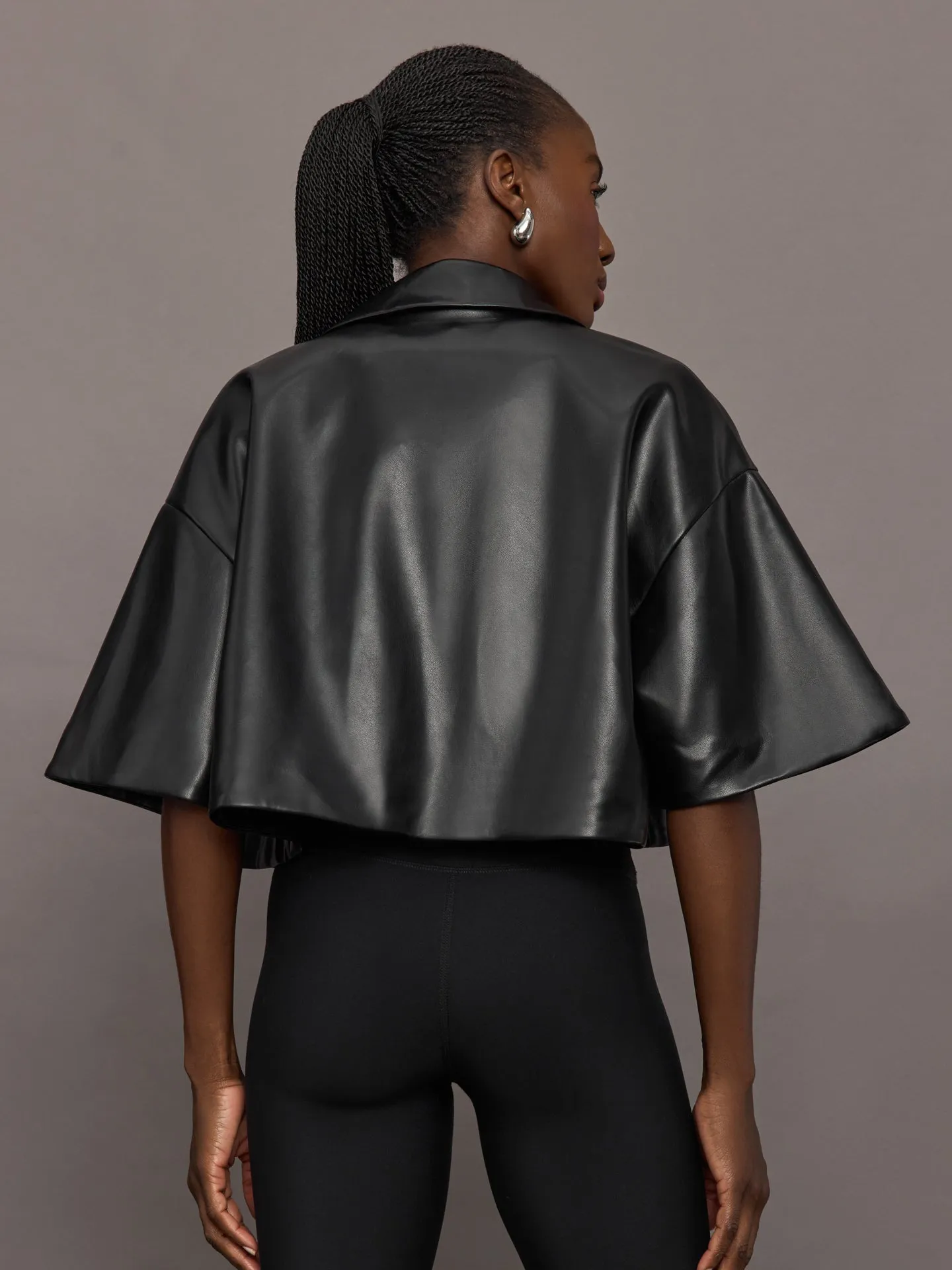Adi Faux Leather Cropped Jacket - Black sold by Carbon38 product image thumbnail 4