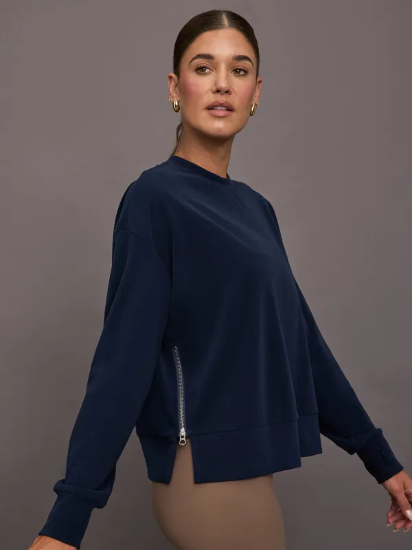 Horton Side Zip Midlayer - Dark Sapphire made by Varley