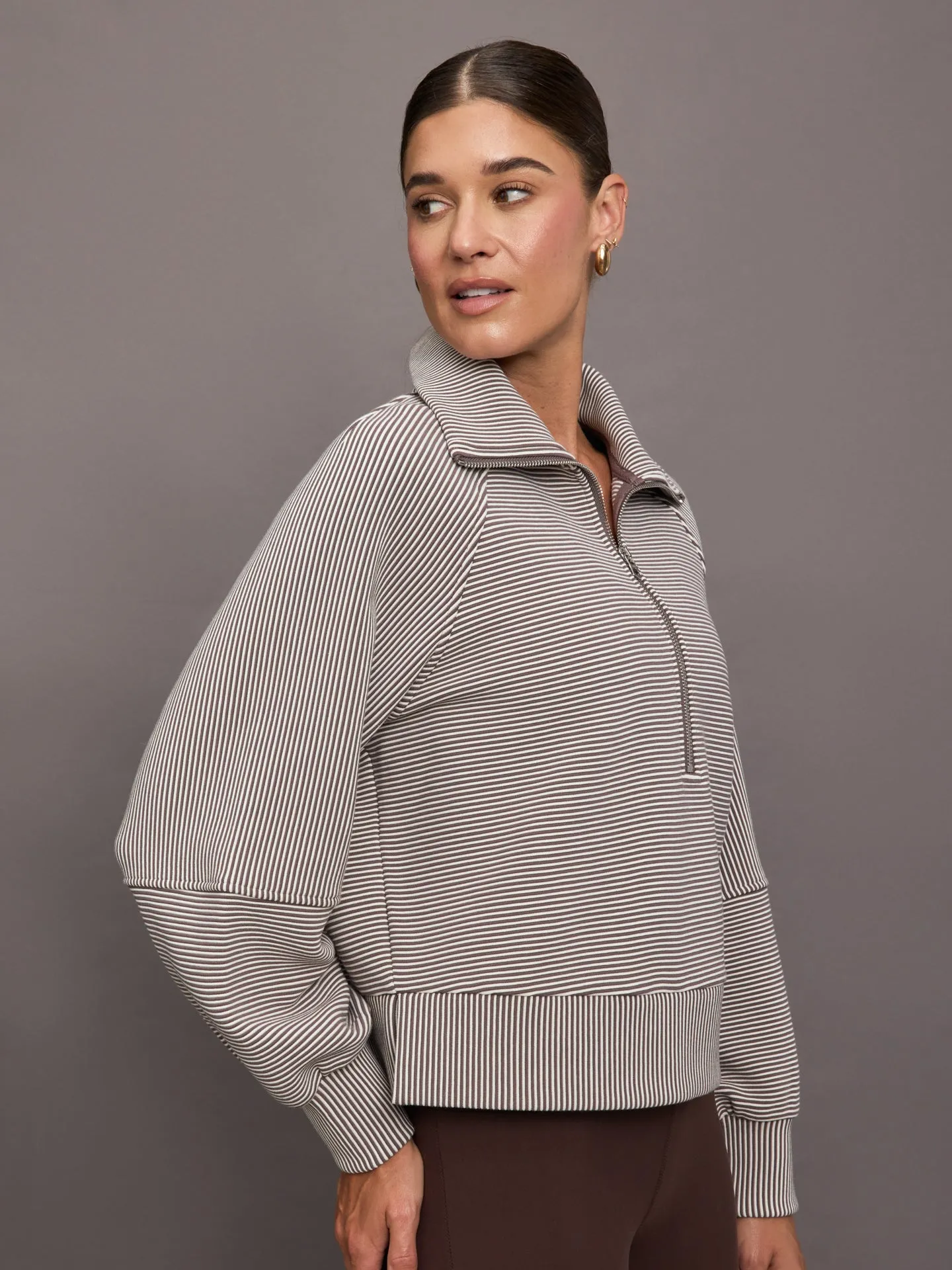 Milano Half Zip Sweat 2.0 - Cocoa Berry/Egret sold by Carbon38 product image thumbnail 3