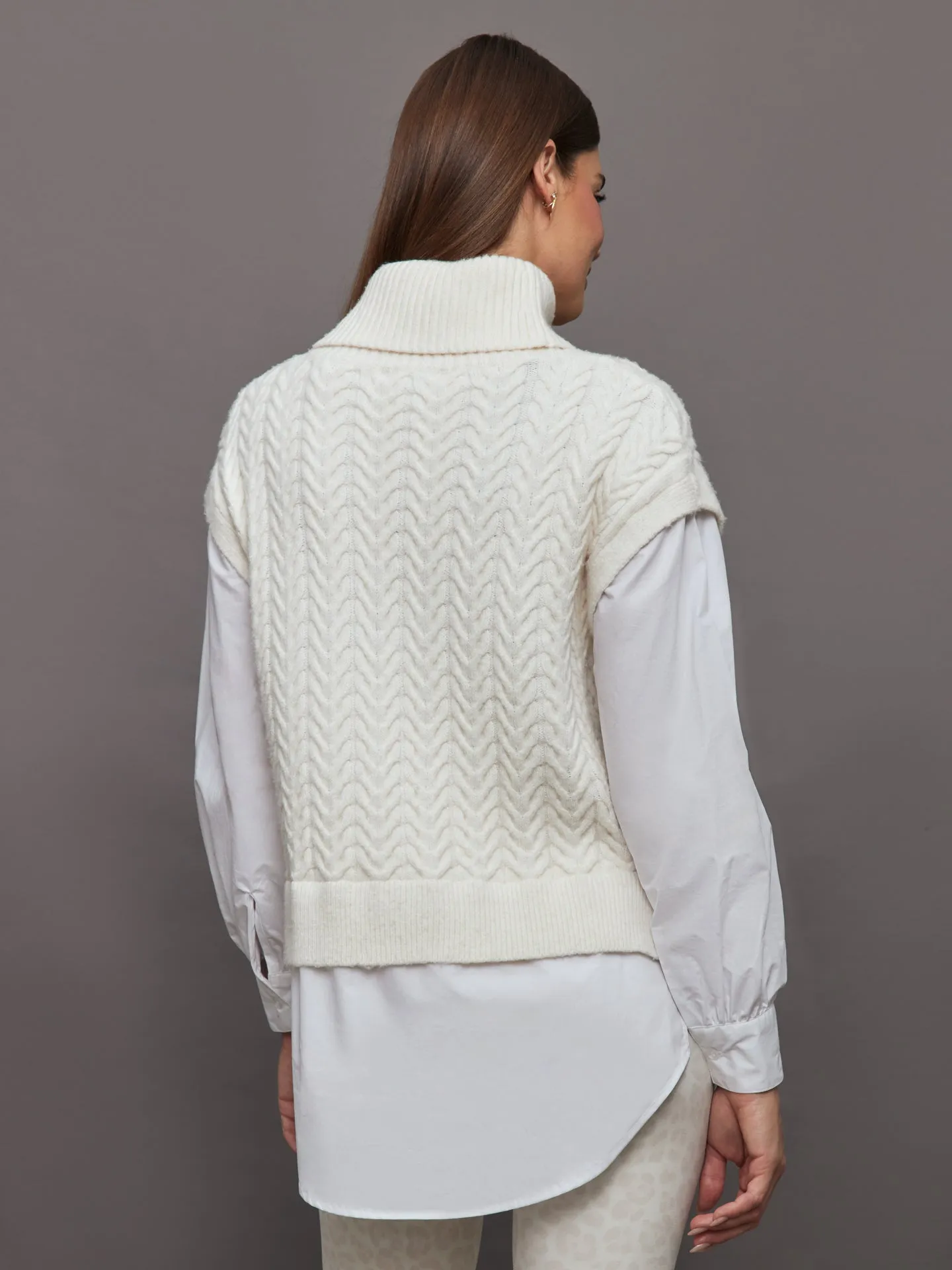 Sofia Twofer Cable Vest Tunic - Sea Salt sold by Carbon38 product image thumbnail 4