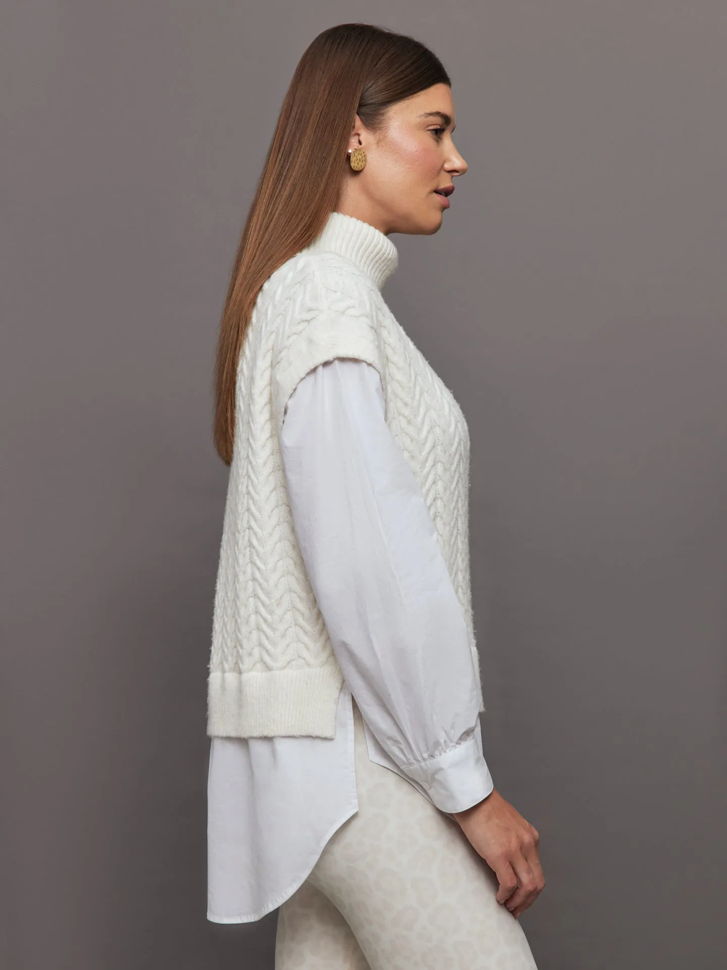 Sofia Twofer Cable Vest Tunic - Sea Salt sold by Carbon38 product image thumbnail 3