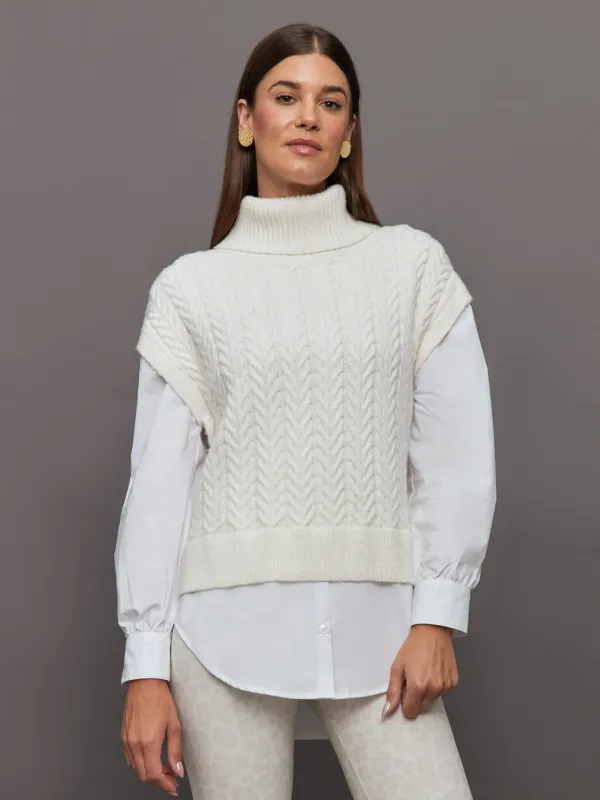 Sofia Twofer Cable Vest Tunic - Sea Salt made by Carbon38