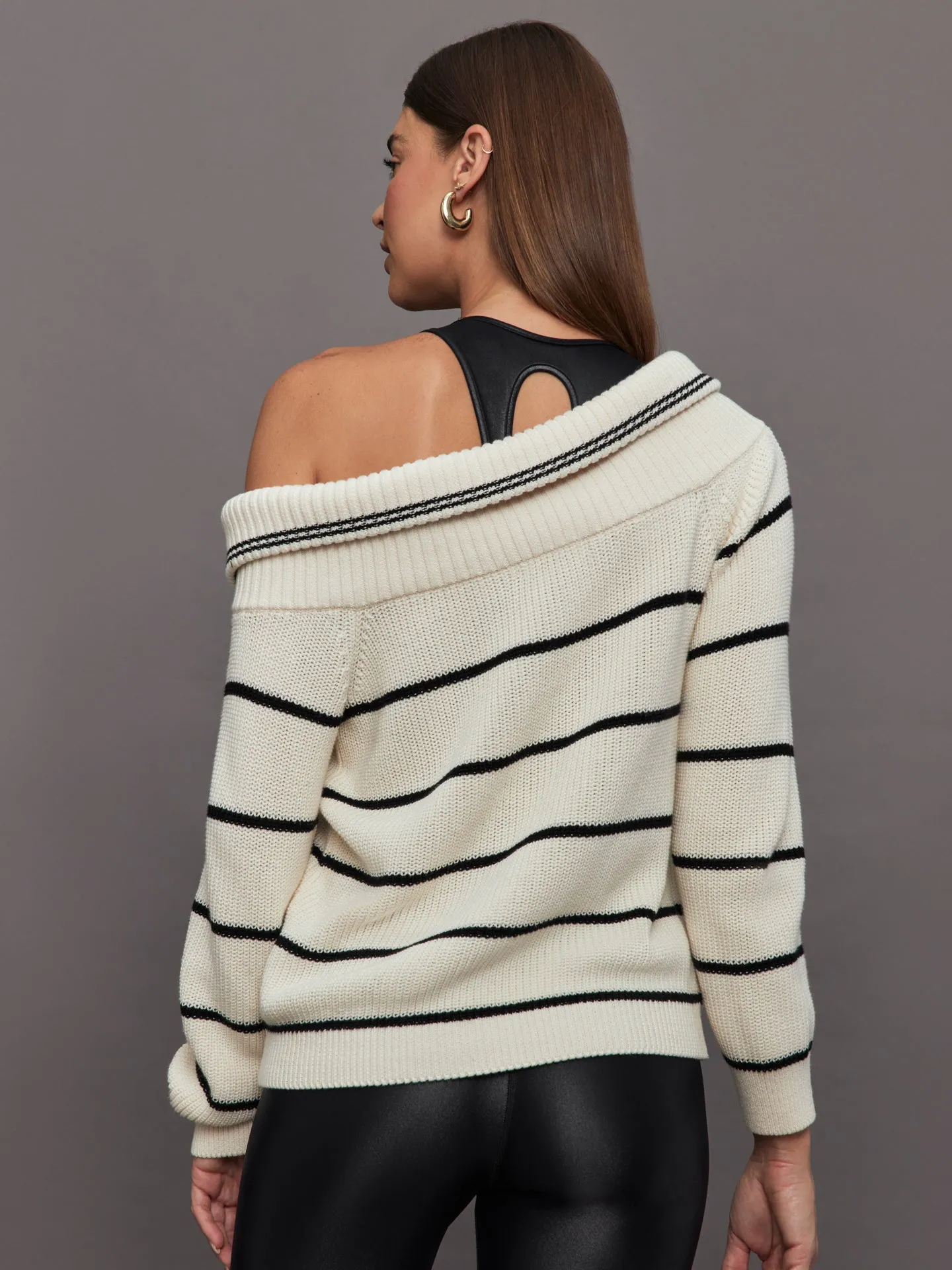 Sierra Off Shoulder Striped Pullover - Sea Salt Multi sold by Carbon38 product image thumbnail 4