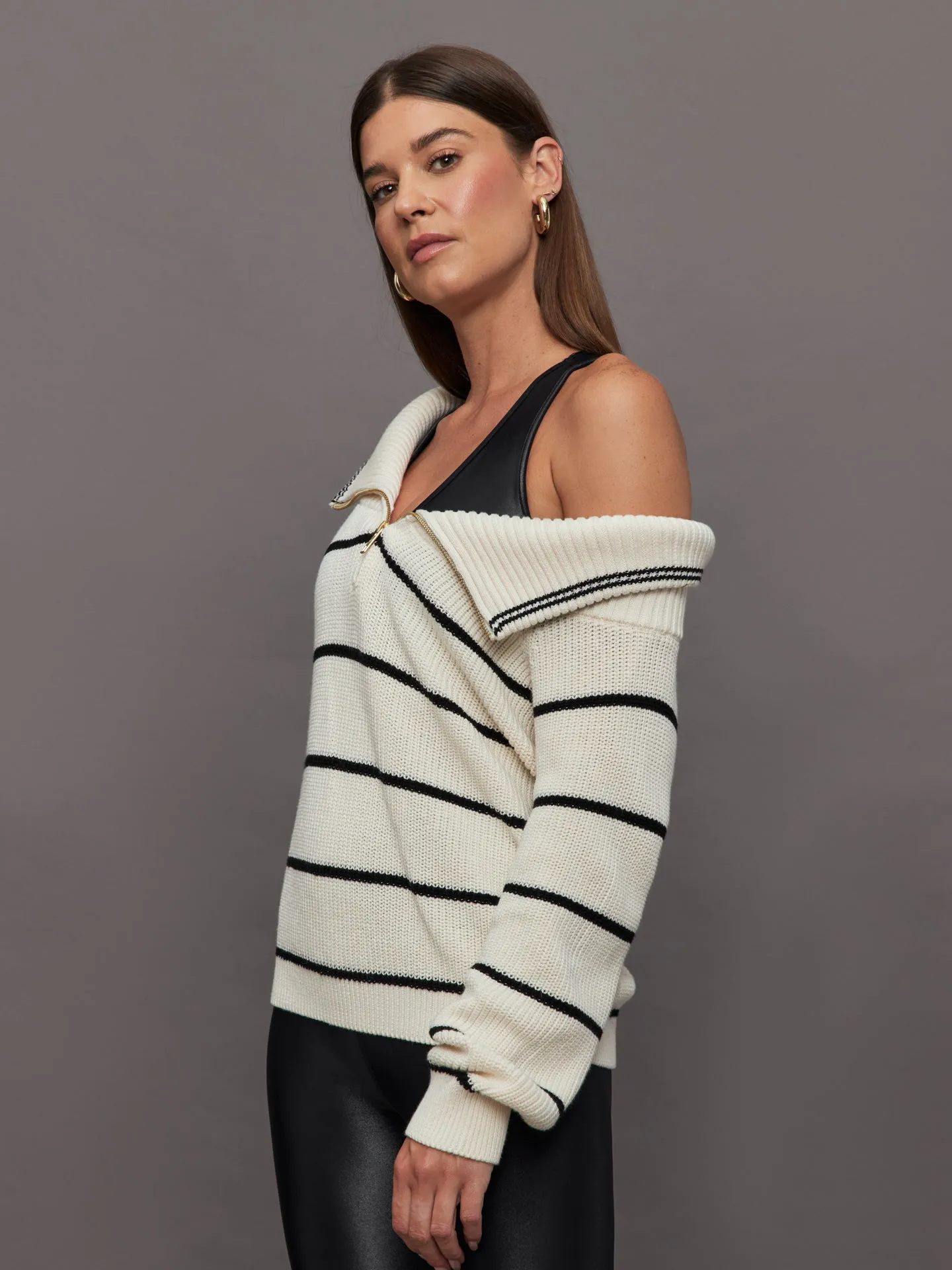 Sierra Off Shoulder Striped Pullover - Sea Salt Multi sold by Carbon38 product image thumbnail 3
