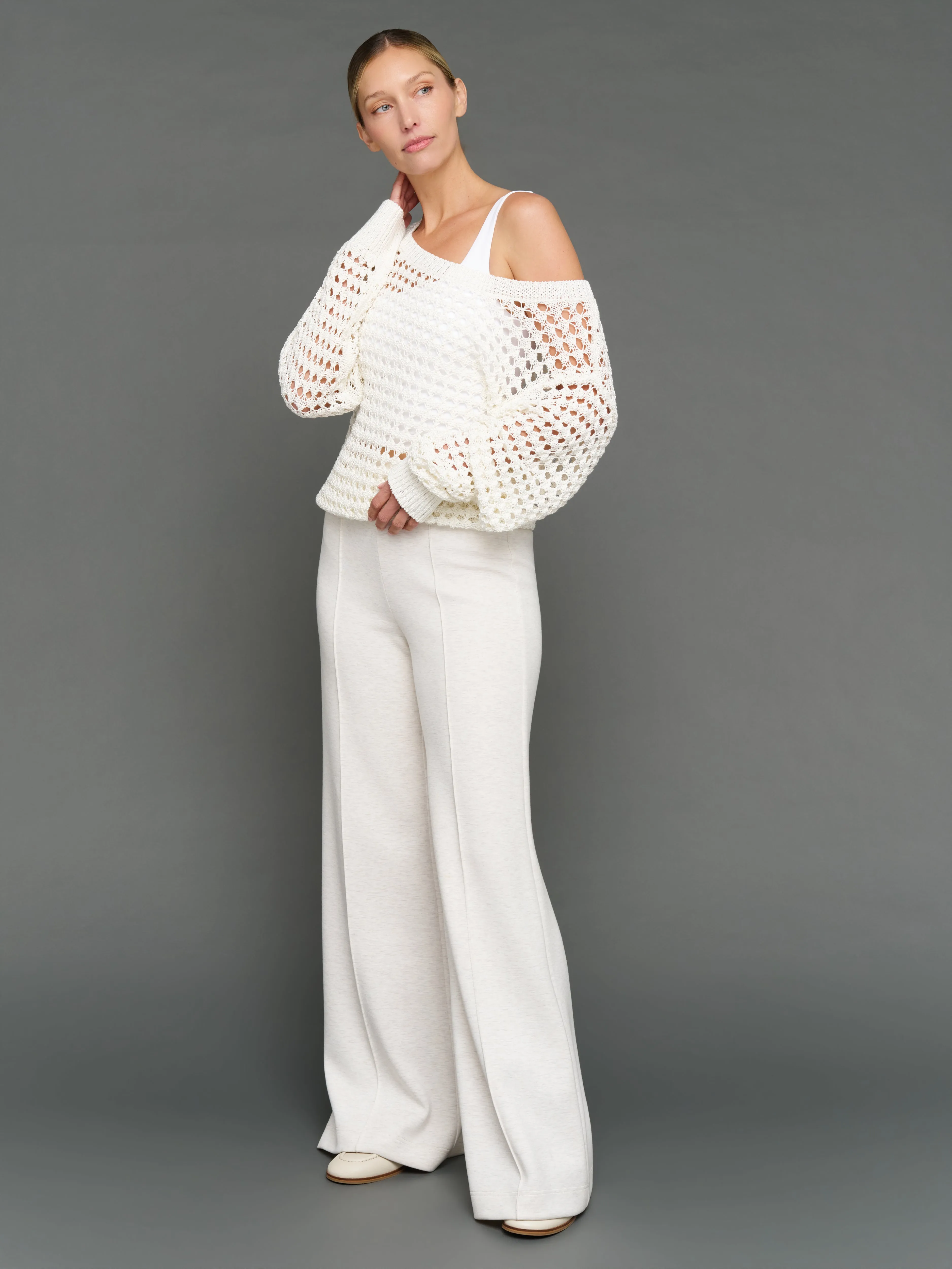 Wide Neck Open Knit Sweater - White sold by Carbon38 product image thumbnail 2