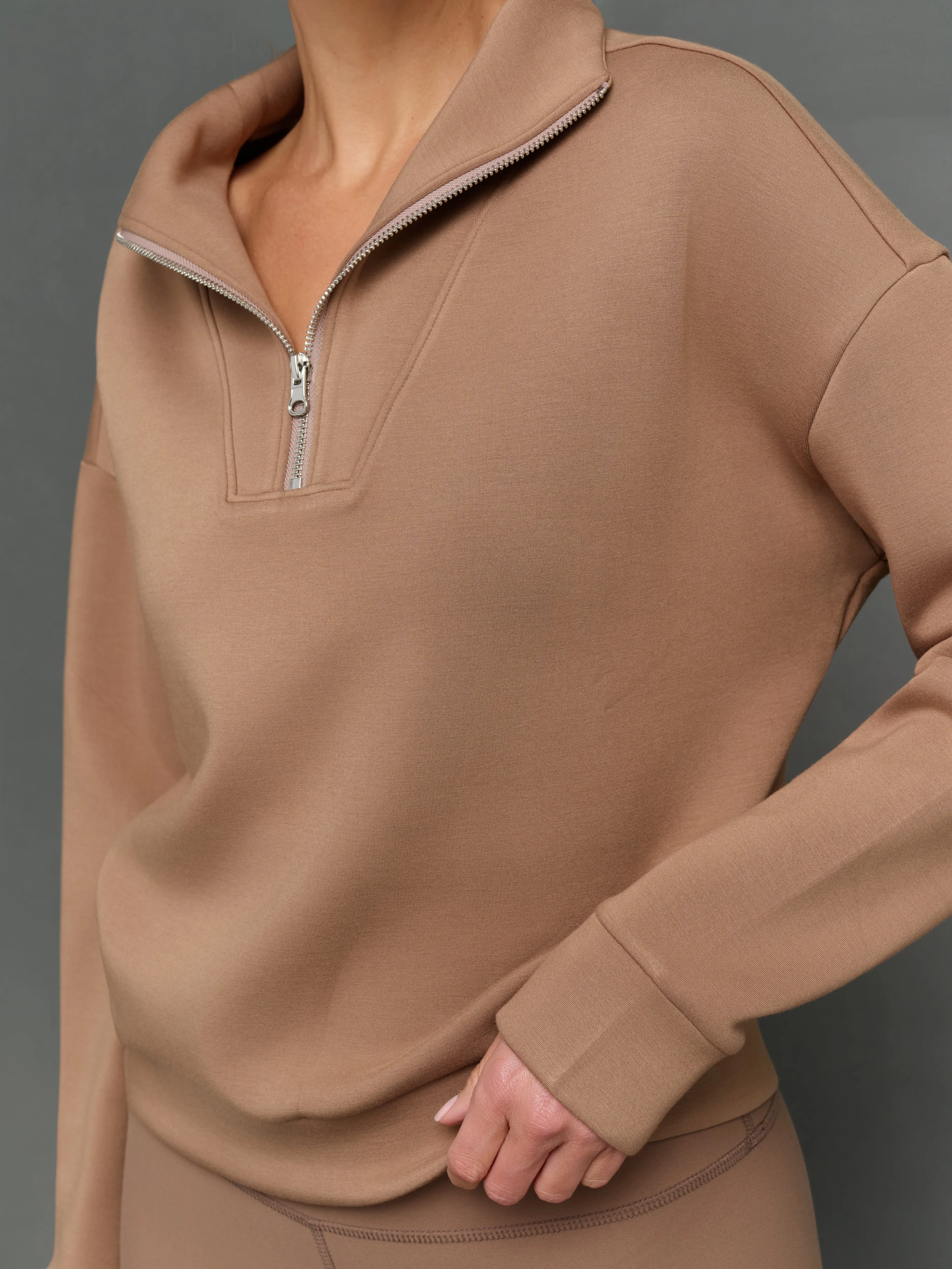 Half Zip Pullover in Interlock - Caribou sold by Carbon38 product image thumbnail 3
