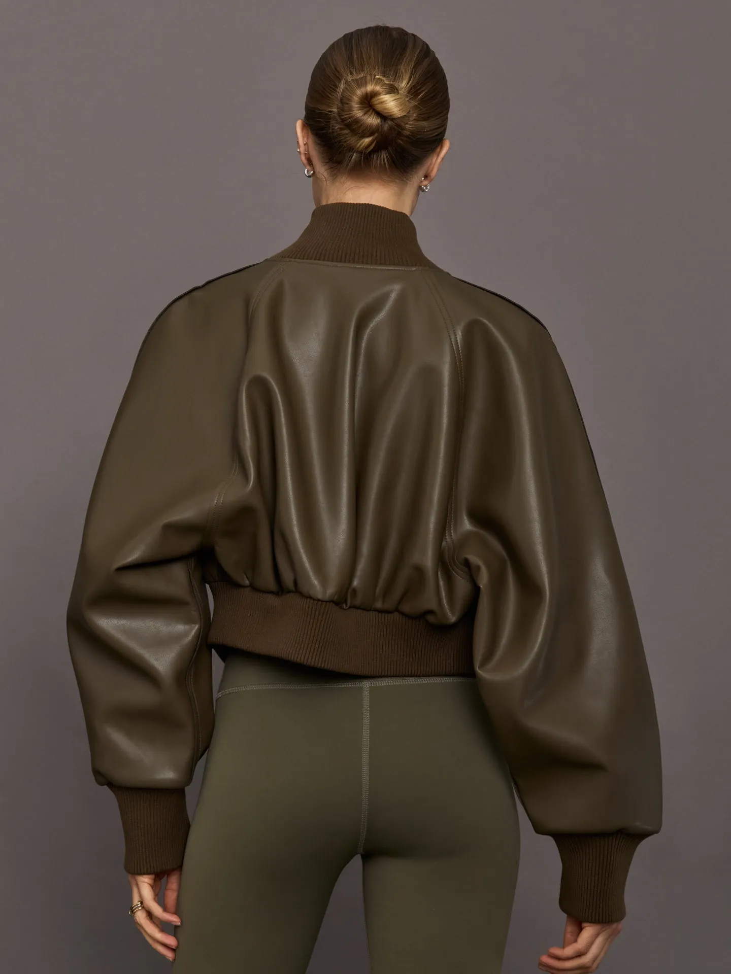 Cropped Turtle Bomber Jacket - Bark sold by Carbon38 product image thumbnail 4