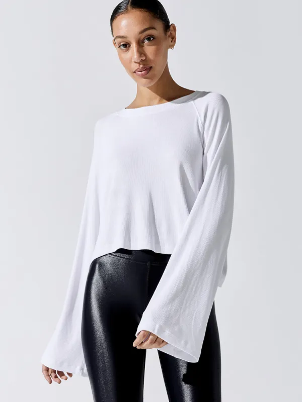 Quinn Boxy Long Sleeve - White sold by Carbon38