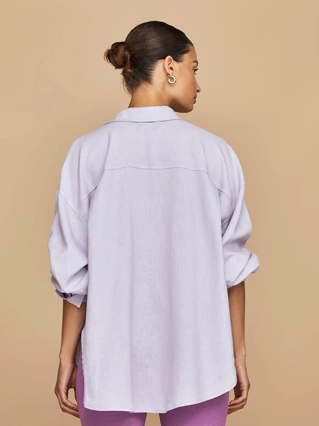 Linen Oversized Button Up Shirt - Lavender sold by Carbon38 product image thumbnail 3