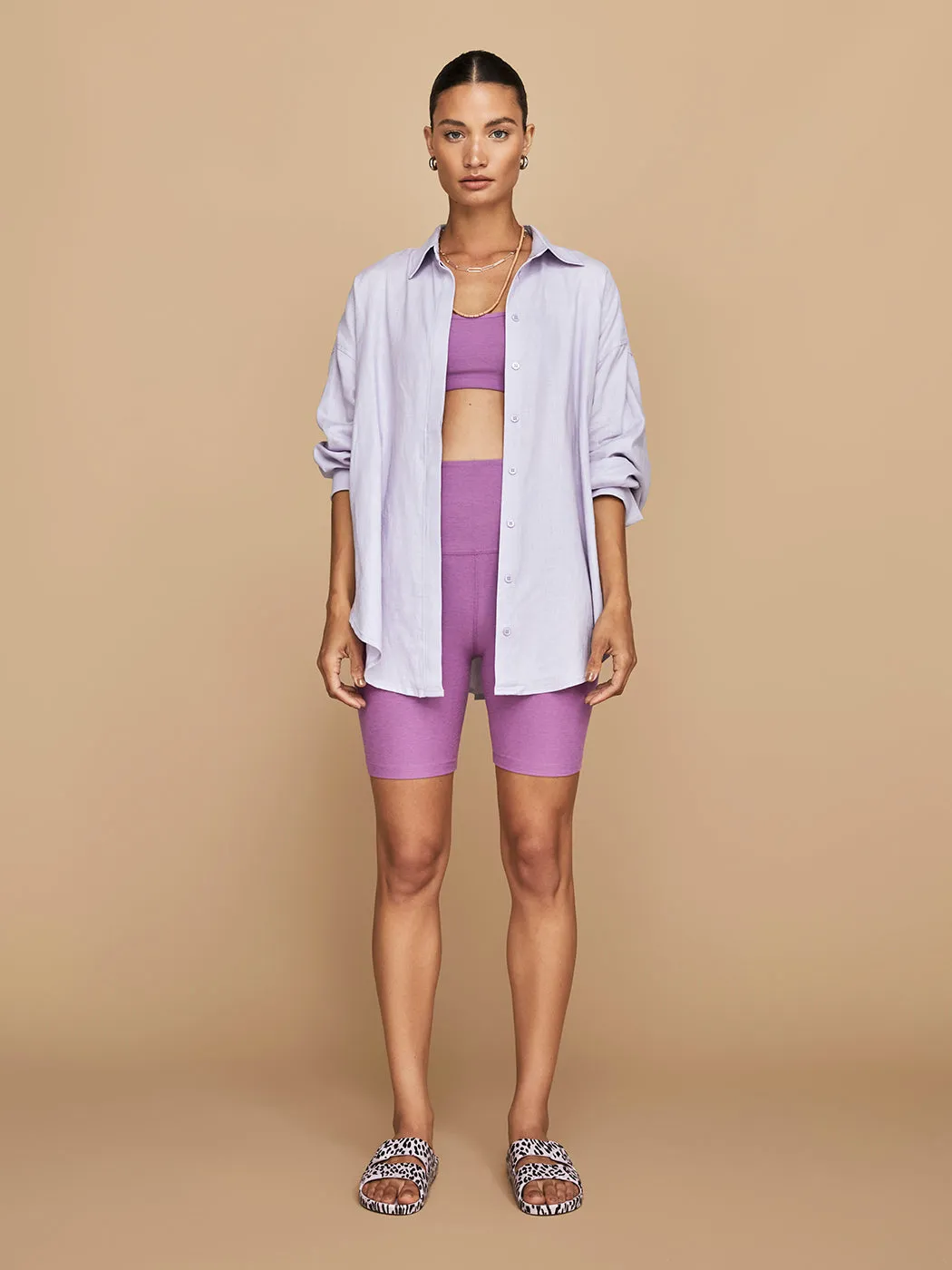 Linen Oversized Button Up Shirt - Lavender sold by Carbon38 product image thumbnail 5