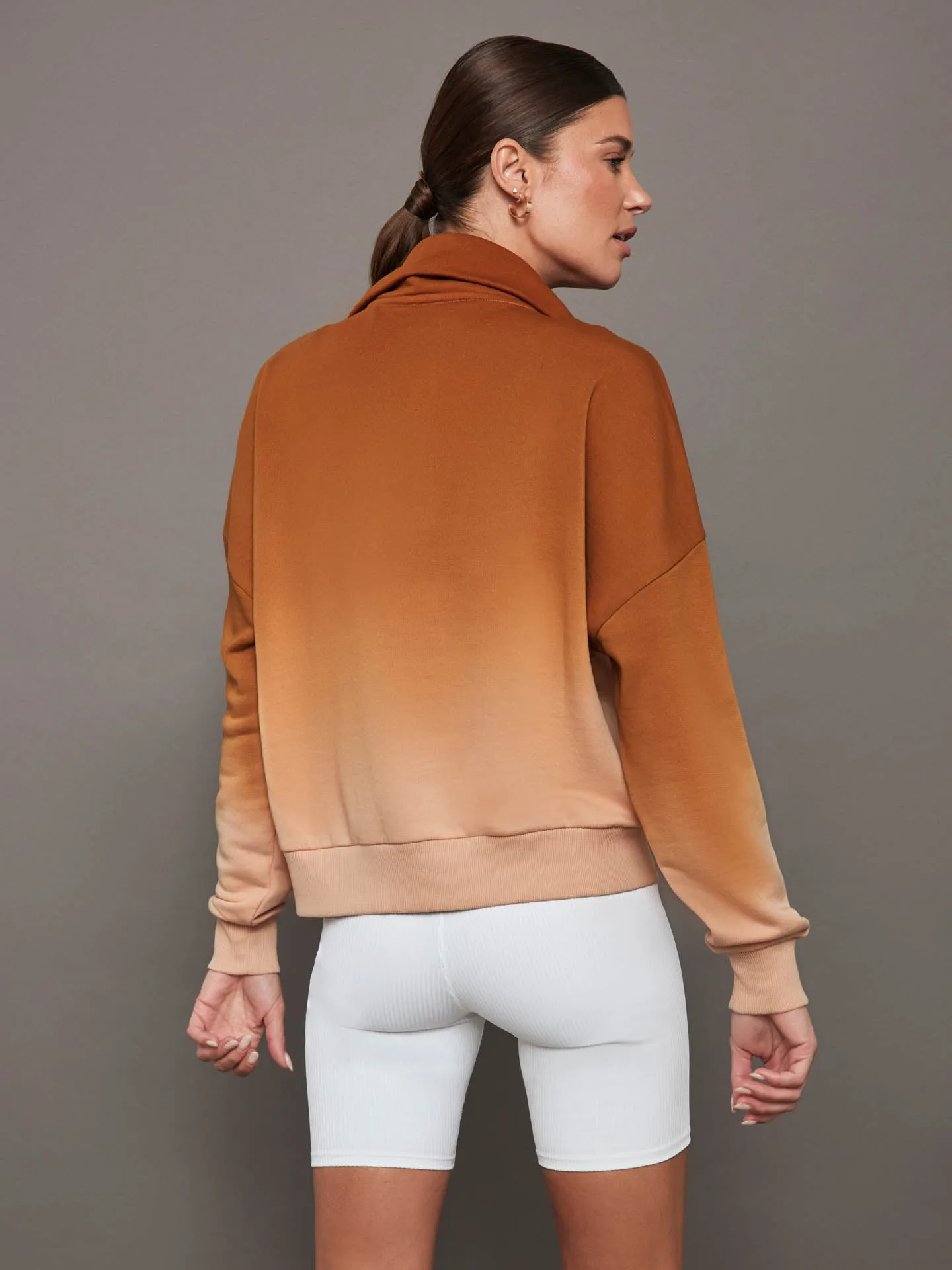 Ombre French Terry Half Zip / Cactus - Caramel Cafe to Rose Cloud sold by Carbon38 product image thumbnail 2