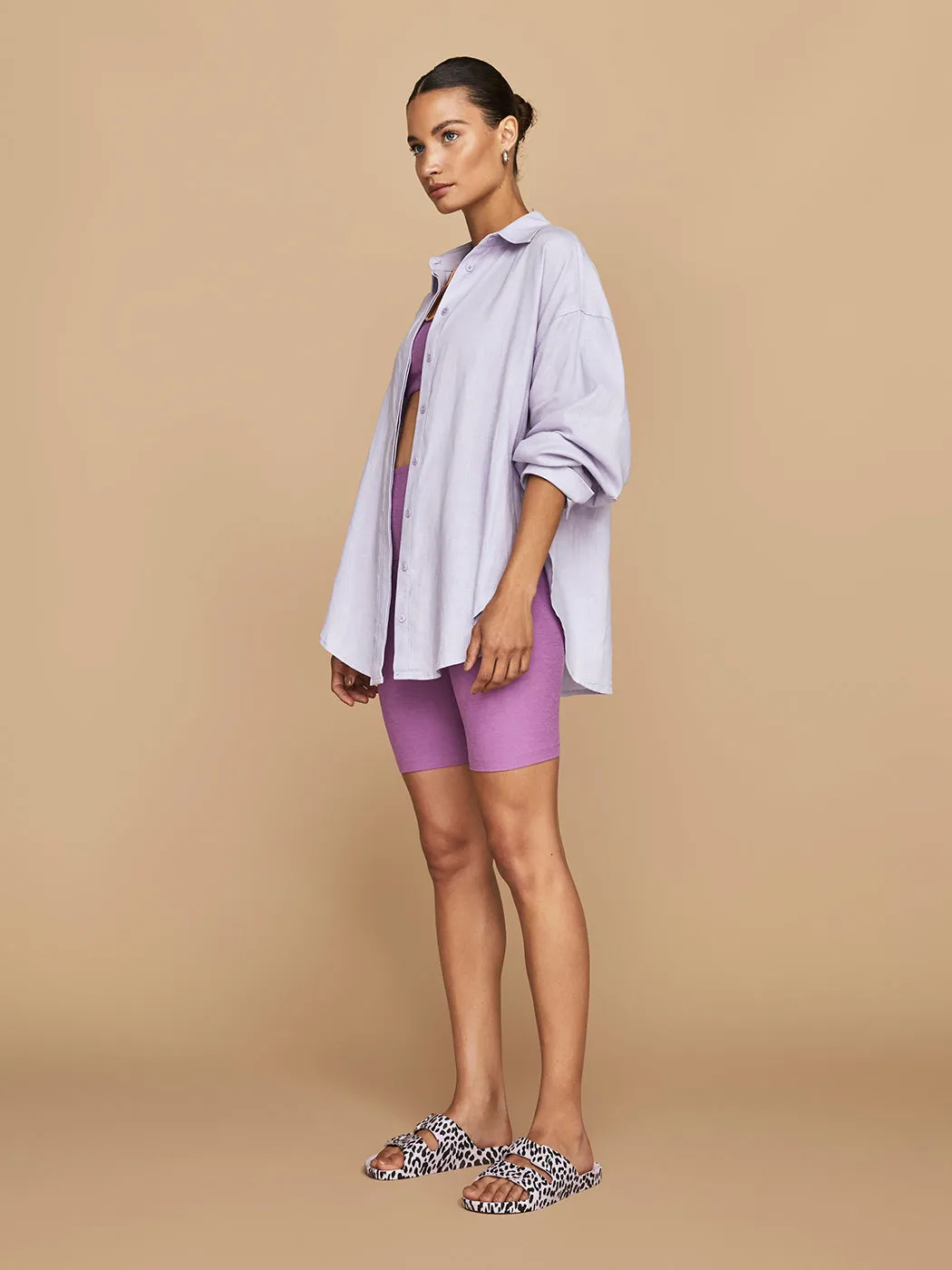 Linen Oversized Button Up Shirt - Lavender sold by Carbon38 product image thumbnail 4