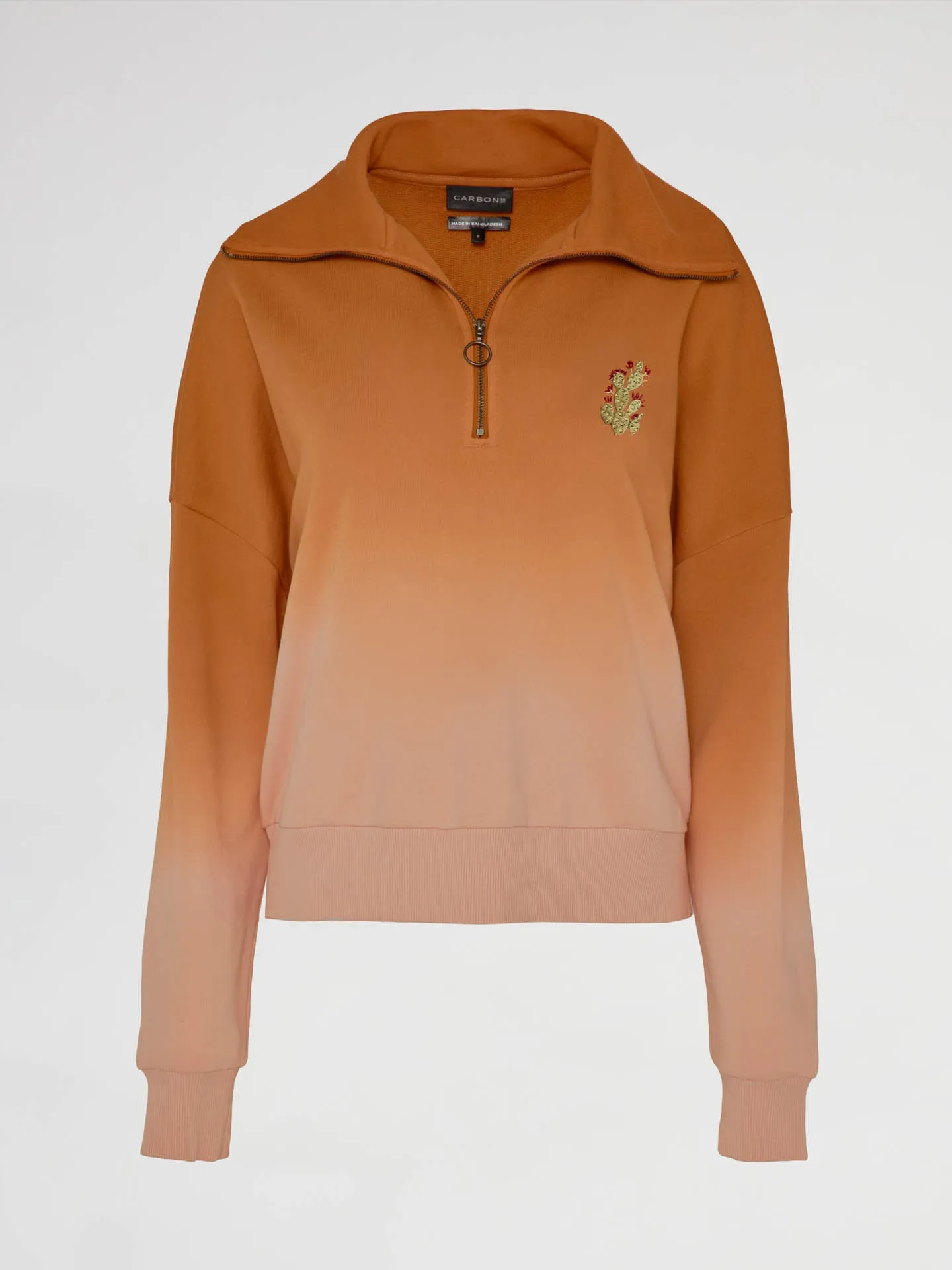 Ombre French Terry Half Zip / Cactus - Caramel Cafe to Rose Cloud sold by Carbon38 product image thumbnail 4