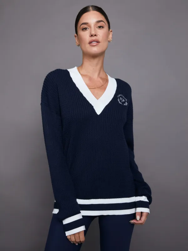 Oversized Sweater - Set Blue/Optic White Stripe sold by Carbon38