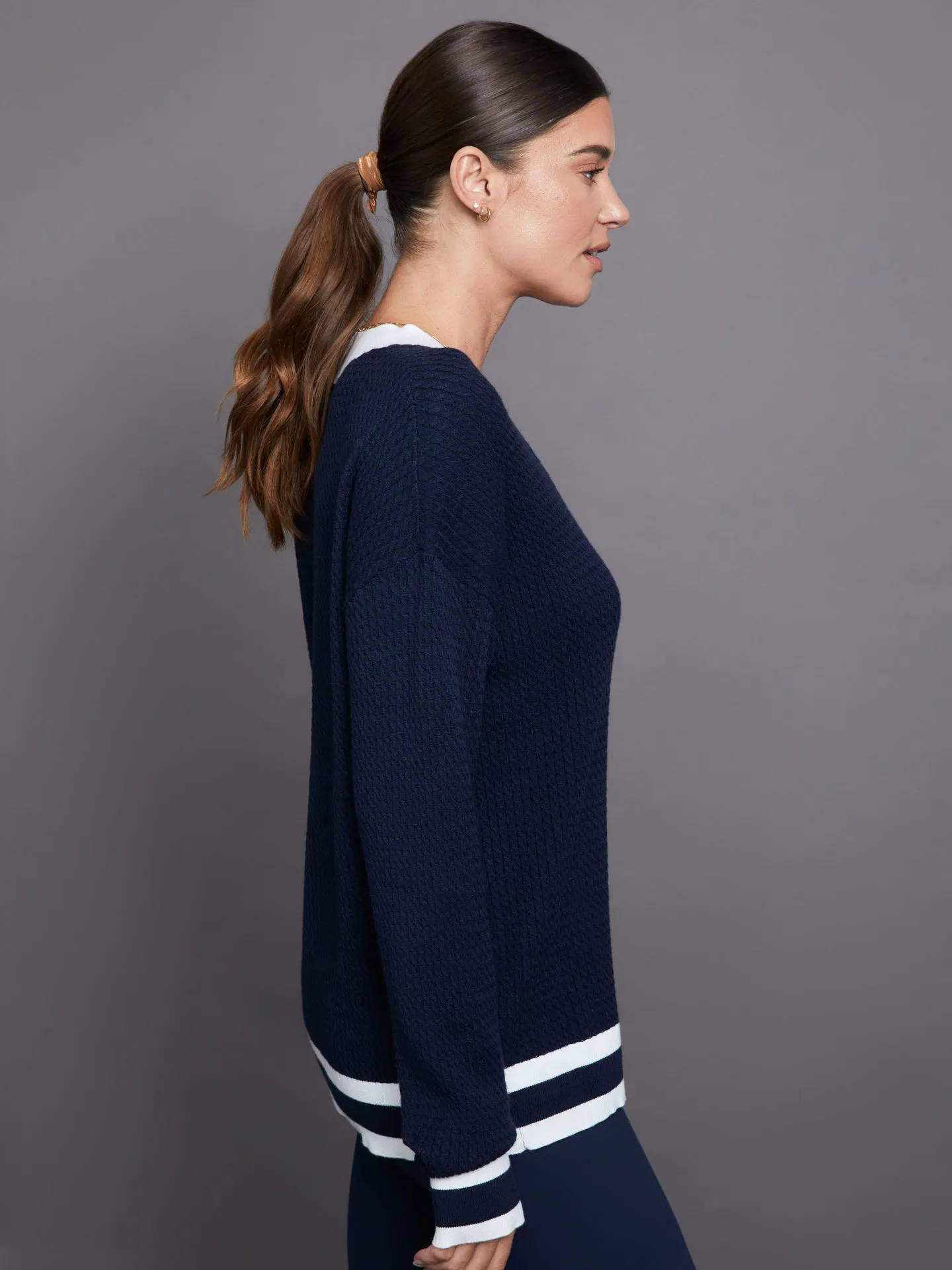 Oversized Sweater - Set Blue/Optic White Stripe sold by Carbon38 product image thumbnail 2