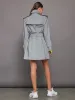 DOUBLE BREASTED TRENCH MINI - GREY sold by Carbon38