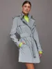 DOUBLE BREASTED TRENCH MINI - GREY sold by Carbon38