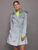DOUBLE BREASTED TRENCH MINI - GREY sold by Carbon38