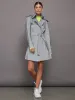 DOUBLE BREASTED TRENCH MINI - GREY sold by Carbon38