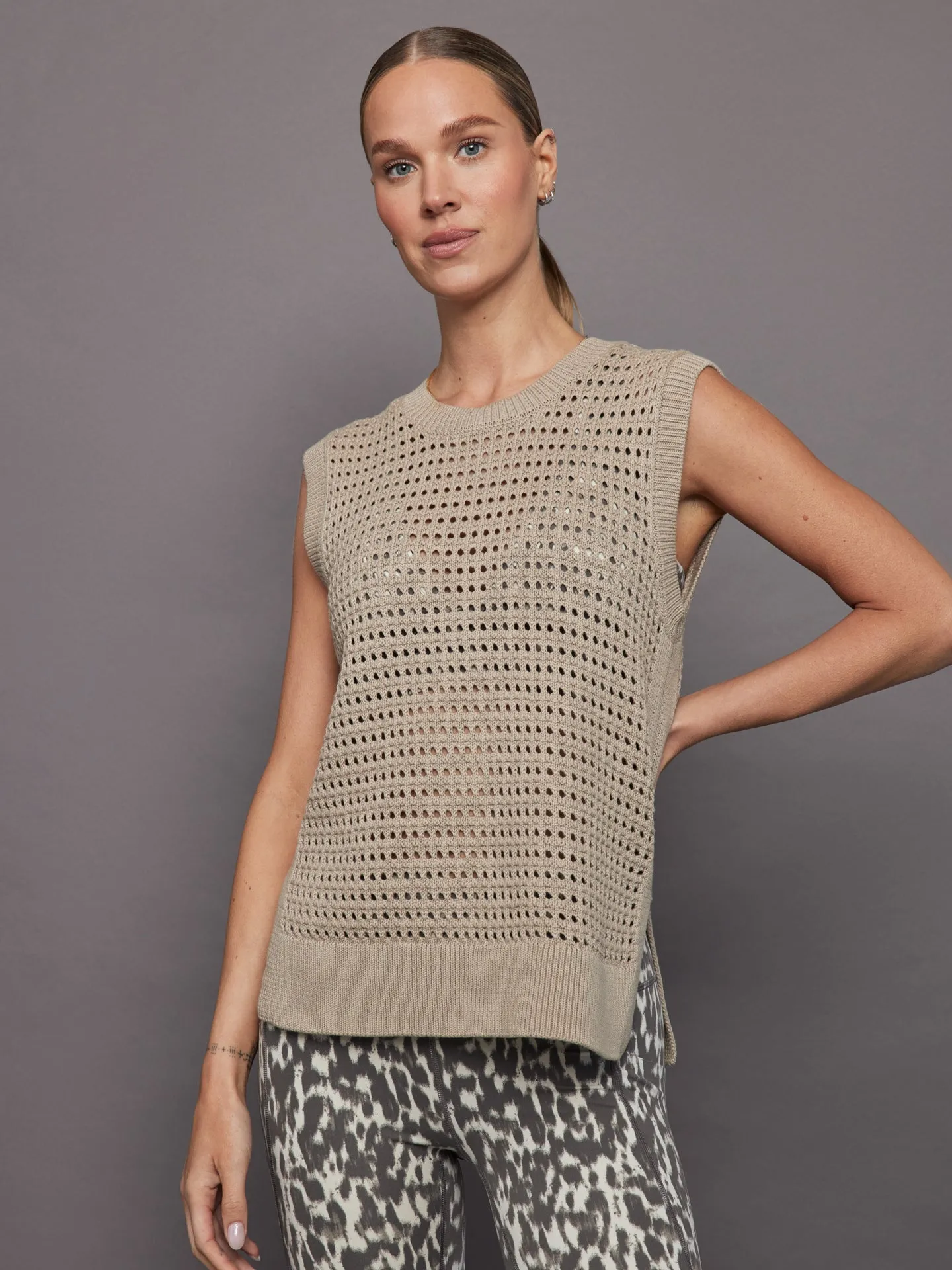 Darin Longline Knit Tank - Cashmere Stone sold by Carbon38