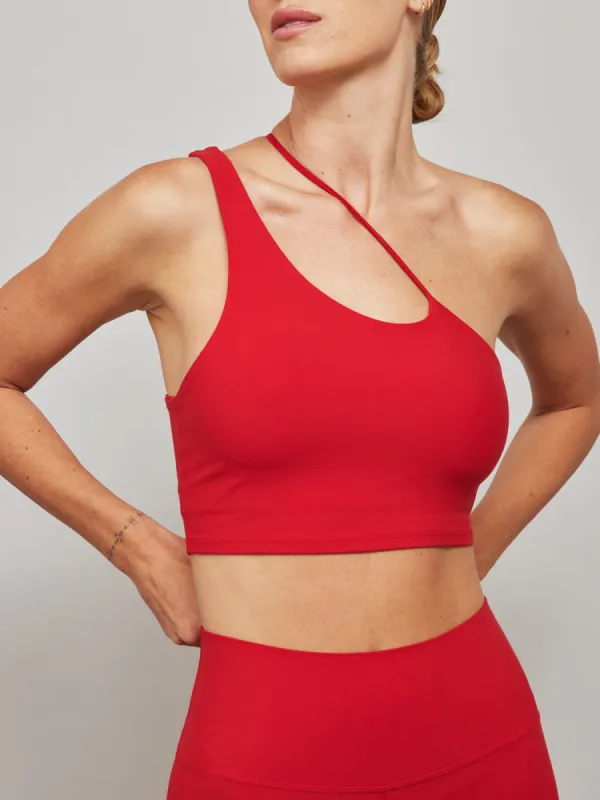 One Shoulder Convertible Bra Top in Melt - Haute Red sold by Carbon38