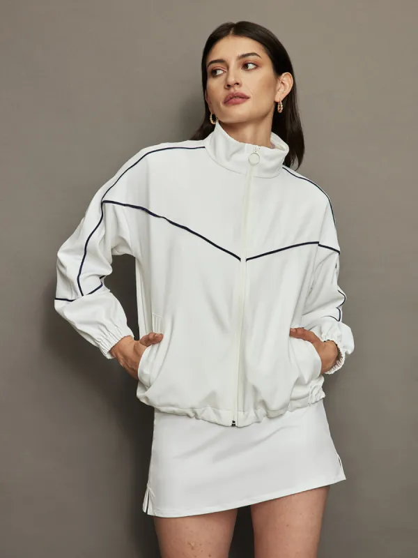 Drive Jacket - White/Deep Sea Navy sold by Carbon38