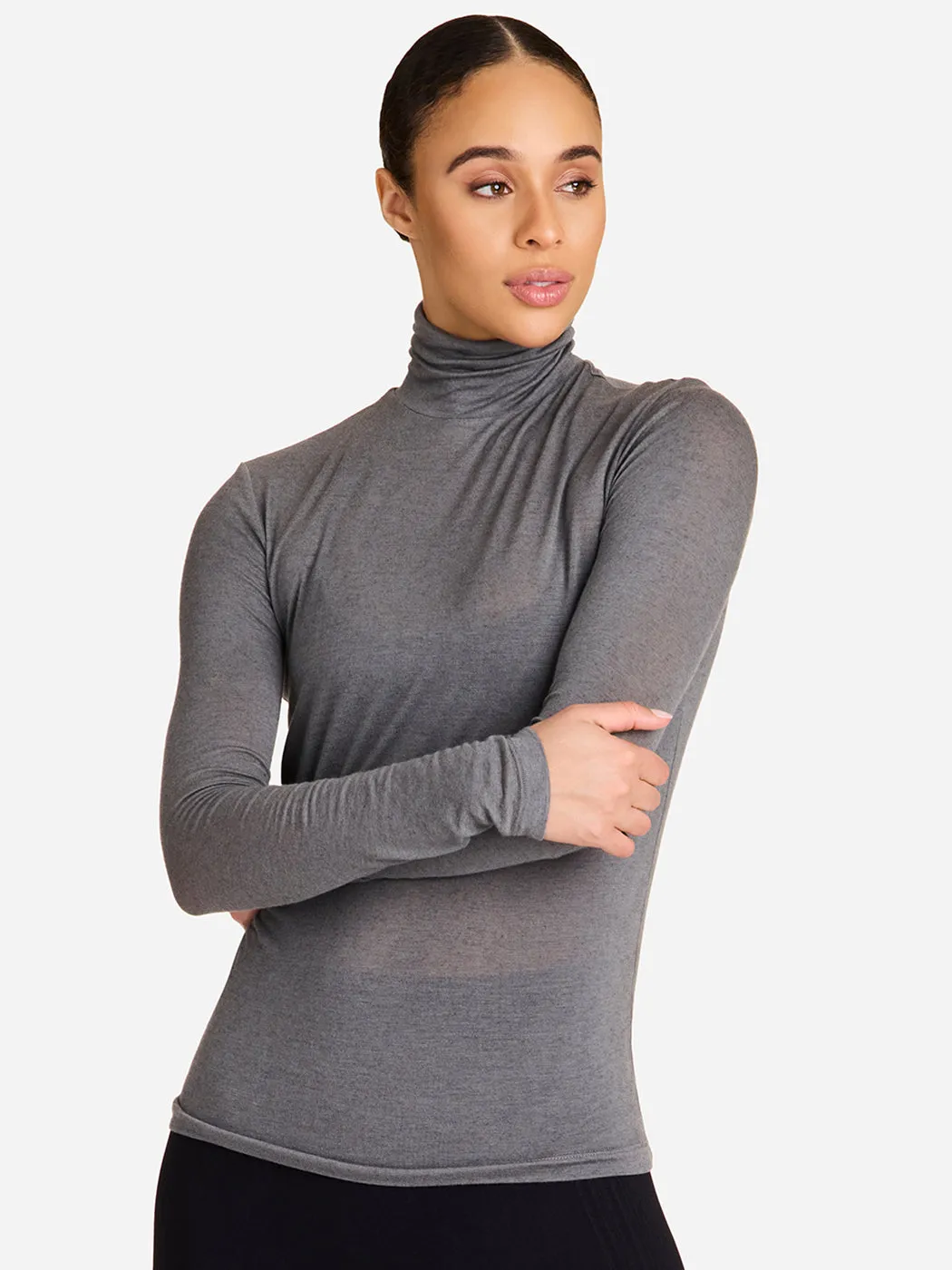 Washable Cashmere Turtleneck - Grey sold by Carbon38