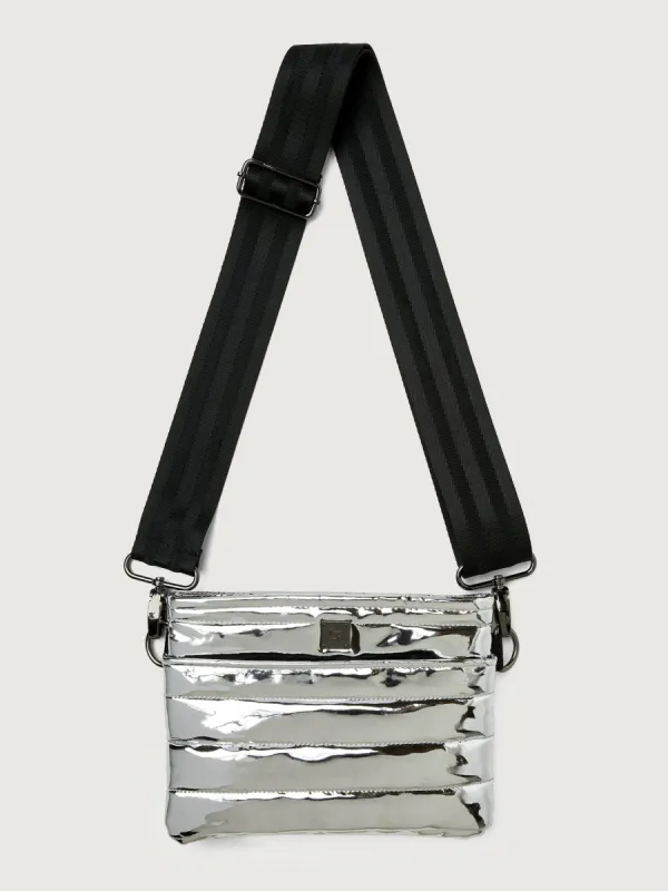 Bum Bag/ Crossbody "The Original" - Silver Mirror/ Black/ Black Web sold by Carbon38