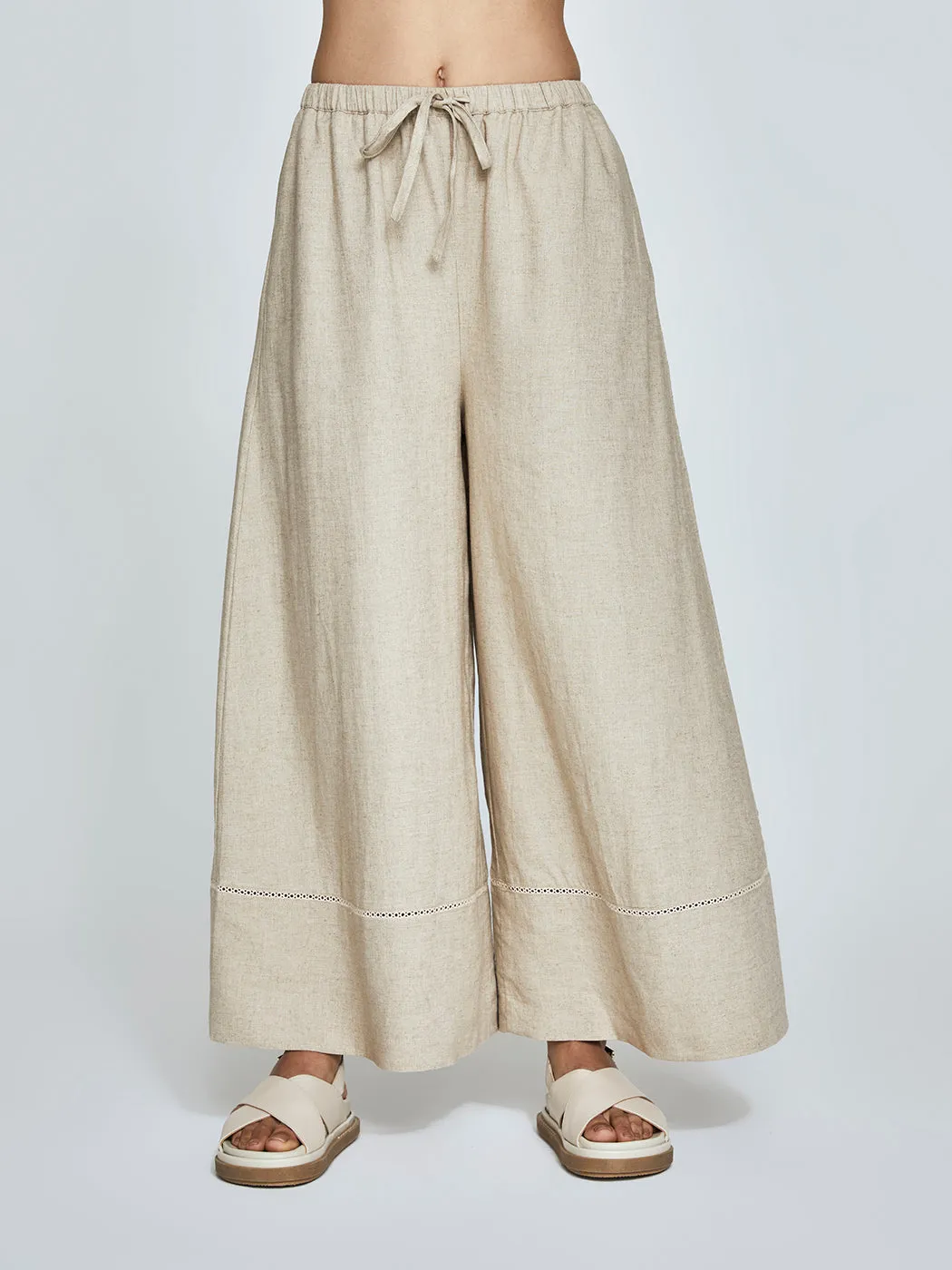 Linen Wide Leg Pant - Tan sold by Carbon38