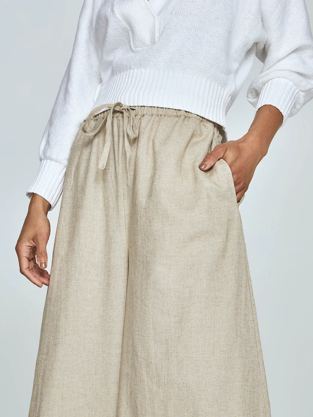 Linen Wide Leg Pant - Tan sold by Carbon38 product image thumbnail 5