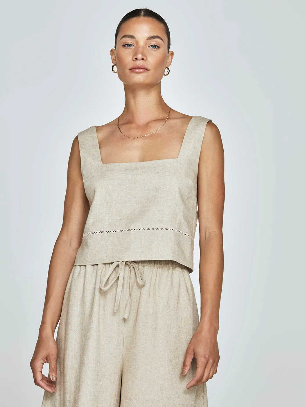 Linen Square Neck Tank - Tan sold by Carbon38 product image thumbnail 3