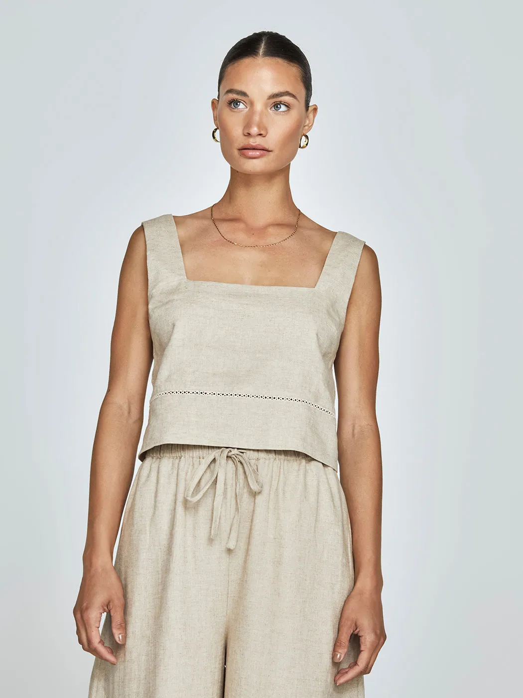 Linen Square Neck Tank - Tan sold by Carbon38 product image thumbnail 4