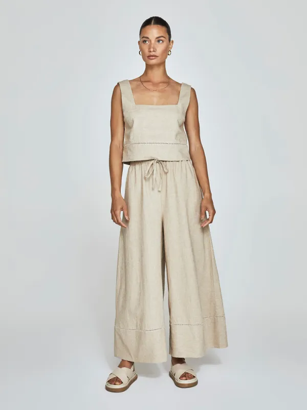 Linen Square Neck Tank - Tan sold by Carbon38