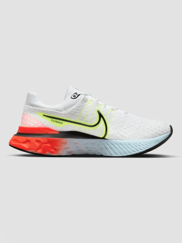 W NIKE REACT INFINITY RUN FK 3 - White/Black-Volt-Bright Crimson sold by Carbon38